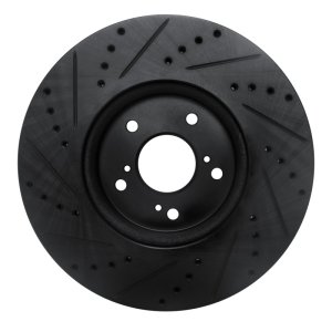 Acura ILX Brake Rotor (1) - Front Right - R1 Concepts - Drilled & Slotted - Black - `13-`25